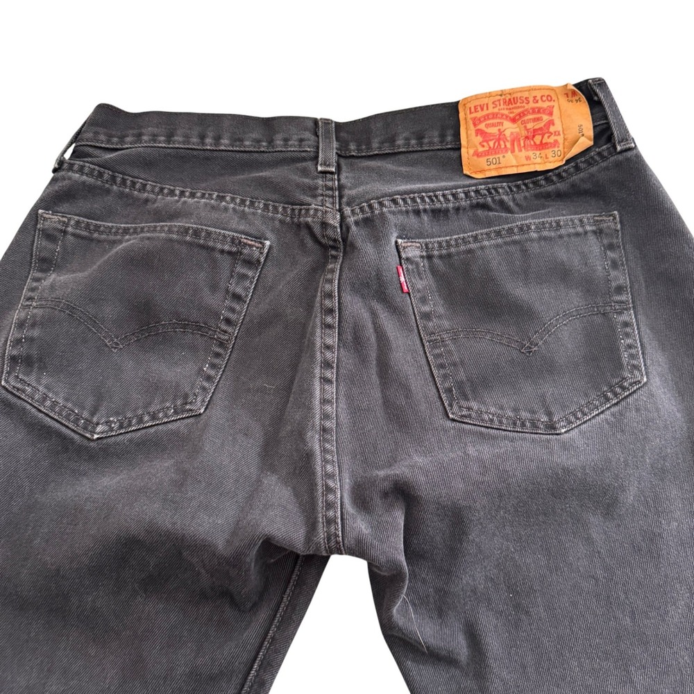 Levis 501 Original Fit Mens Washed Black Straight Leg Button Fly Jeans 34x30 - Picture 6 of 6
